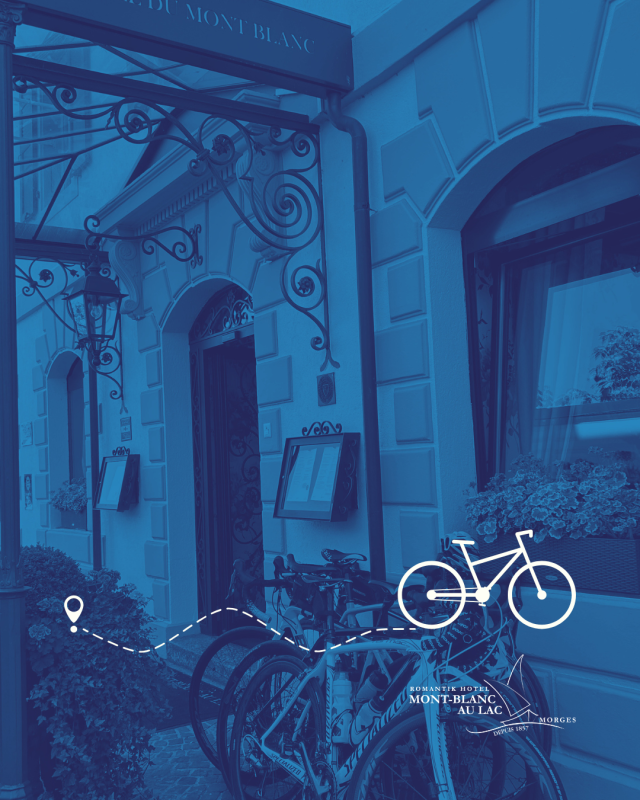L'hôtel Mont-Blanc au Lac à Morges idéal pour rayonner à vélo dans la région de Morges et du Pied du Jura et pour une halte cycliste entre le Valais et Genève, au bord du lac.